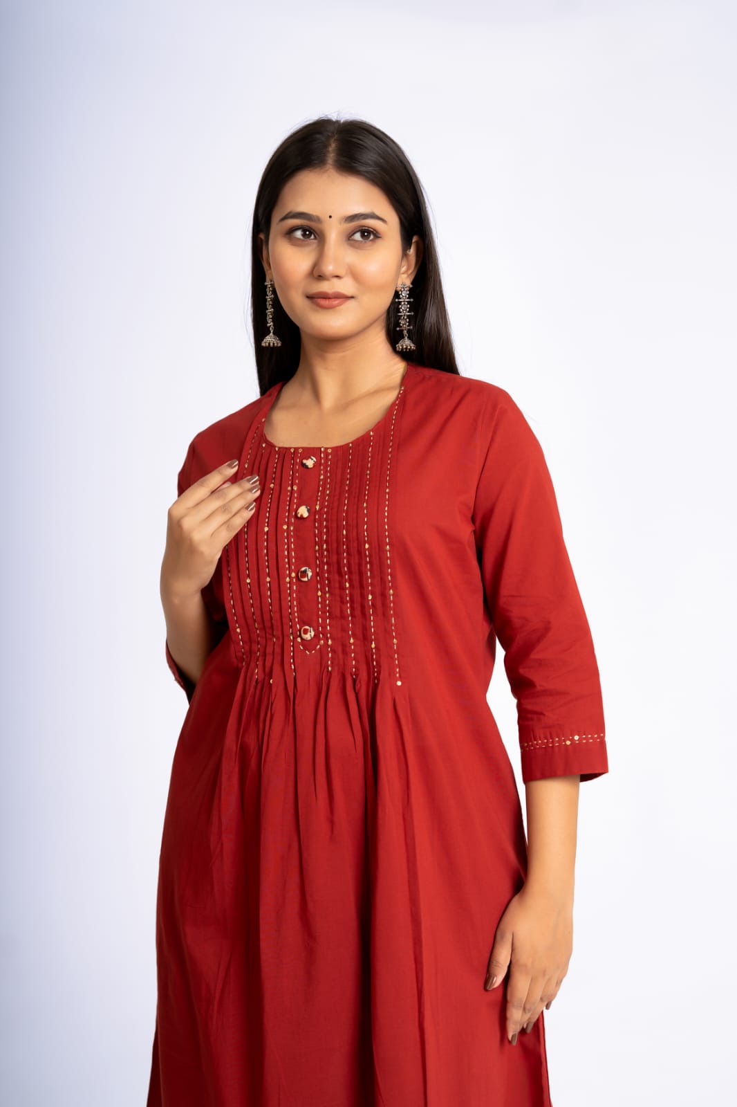 Cotton Suit Set with Kalamkari Dupatta
