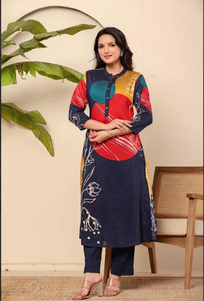 Digitally Printed Cotton Kurta Pant Set