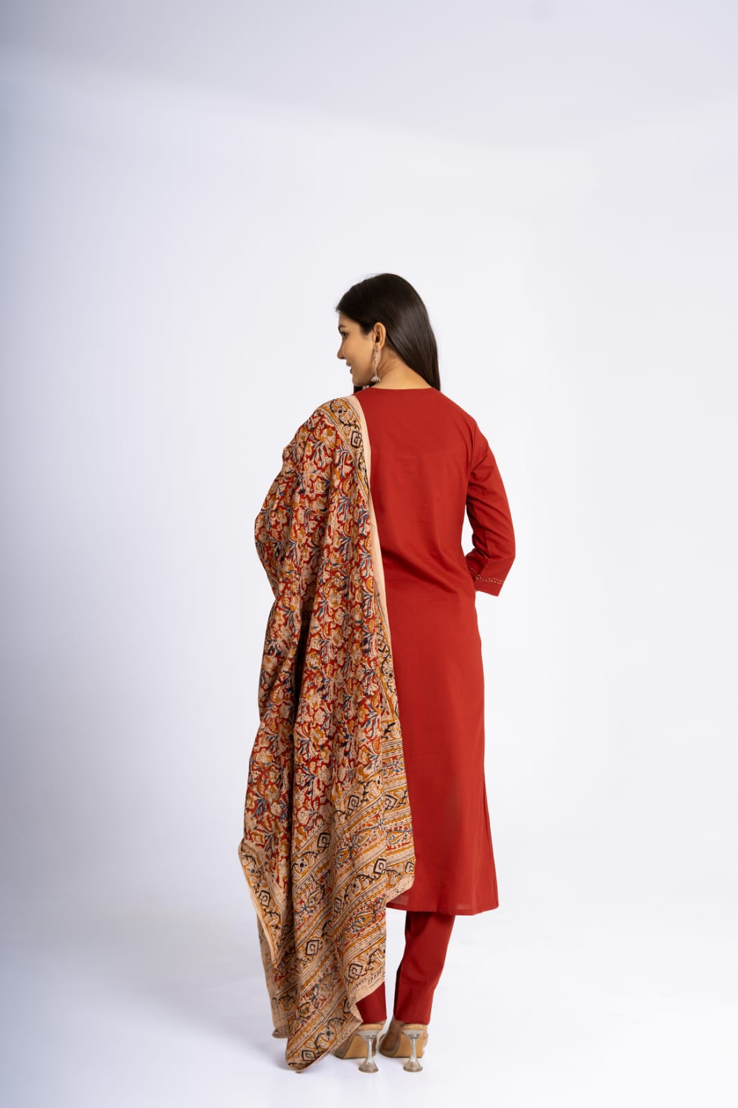 Cotton Suit Set with Kalamkari Dupatta