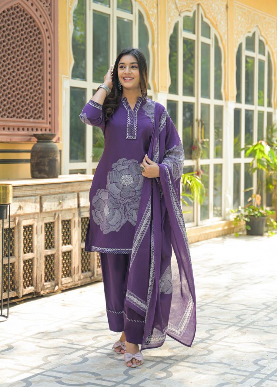 Farsi Salwar Suit Set- Purple