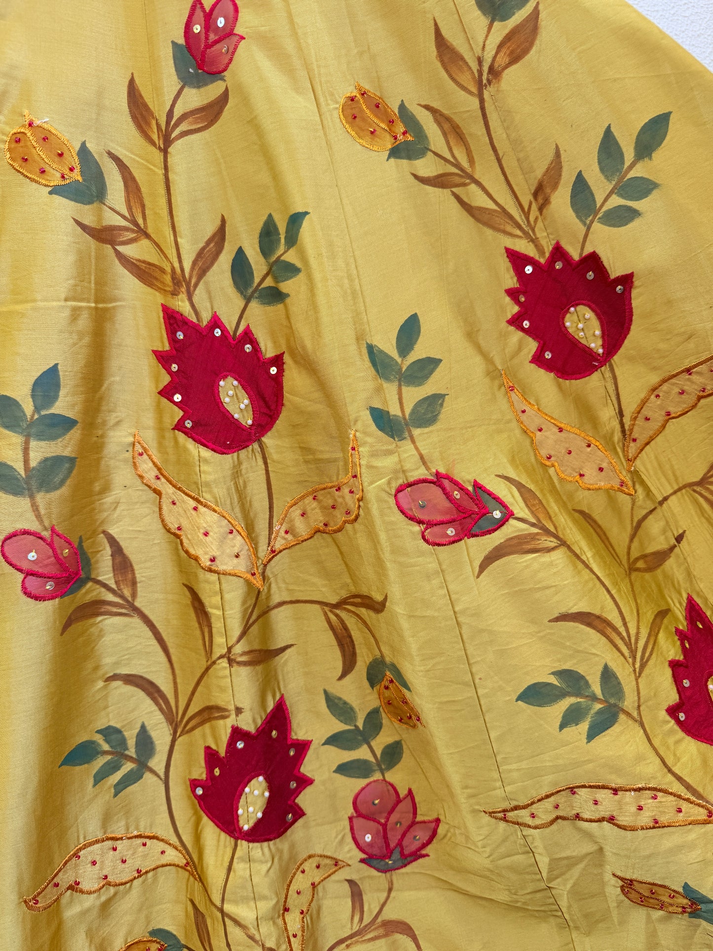Russian Silk Applique and Hand Painted Anarkali Suit