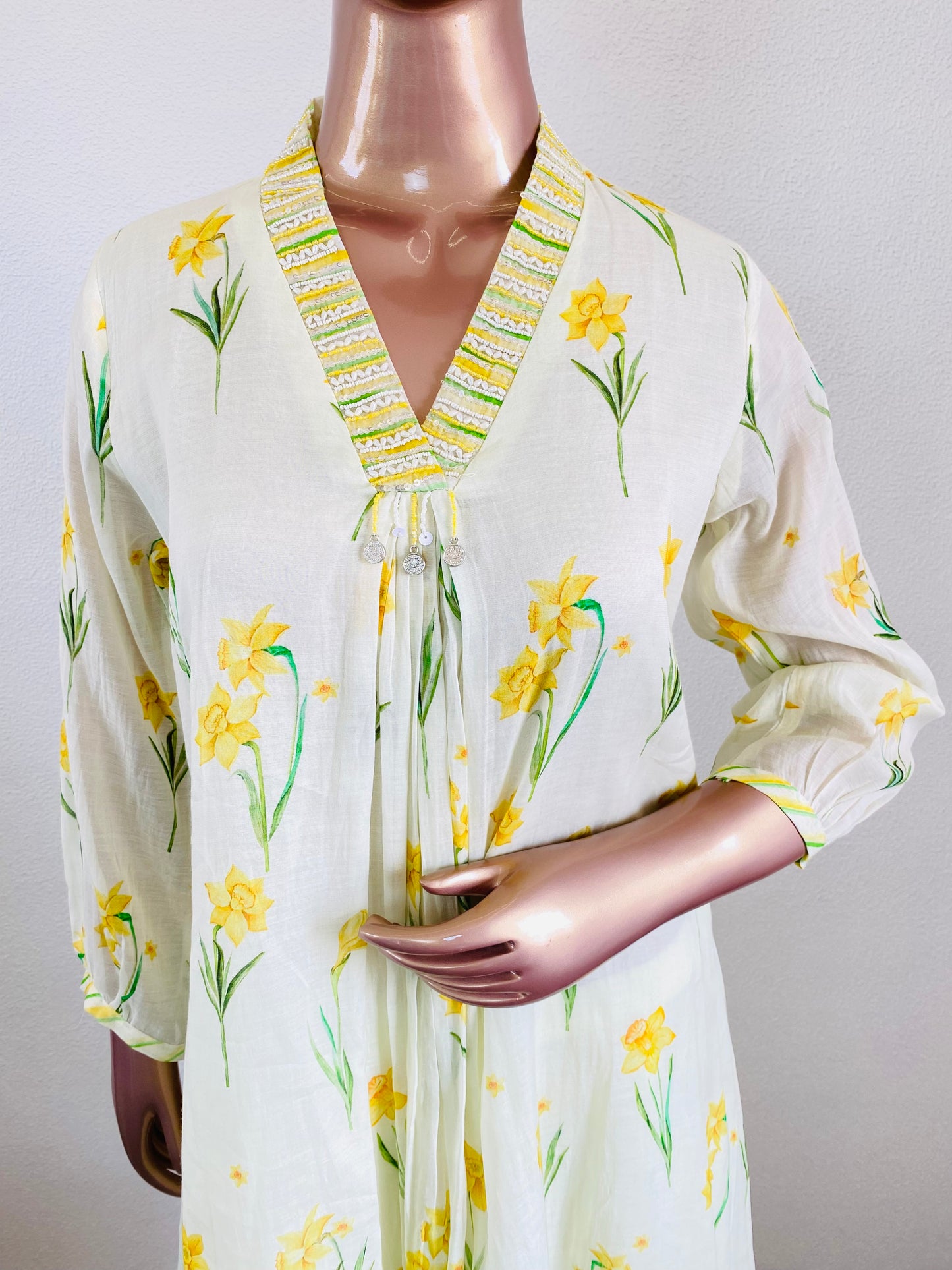 Pure Mul Chanderi Printed A-line Suit Set
