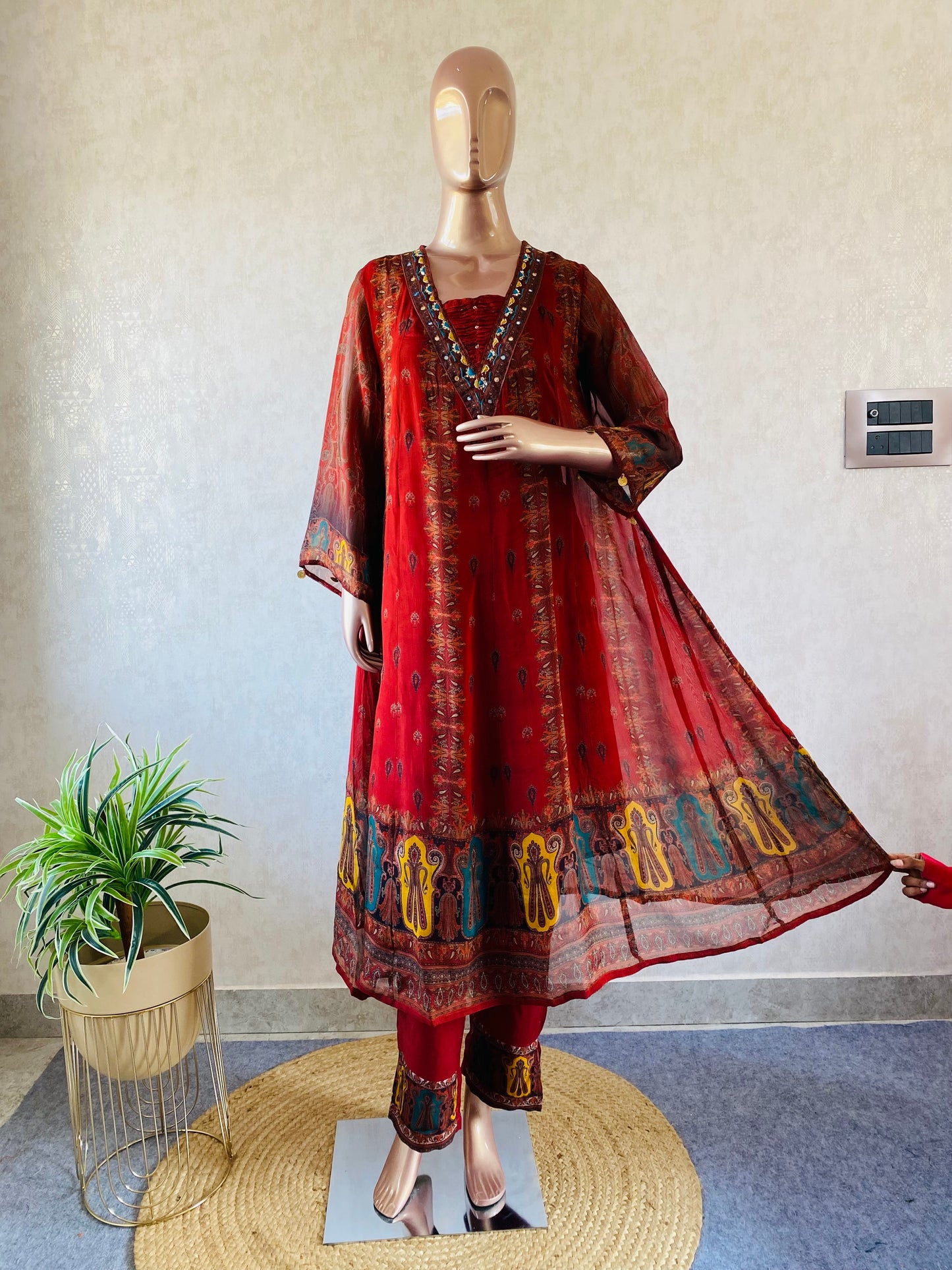 Pure Organza printed kalidaar suit set