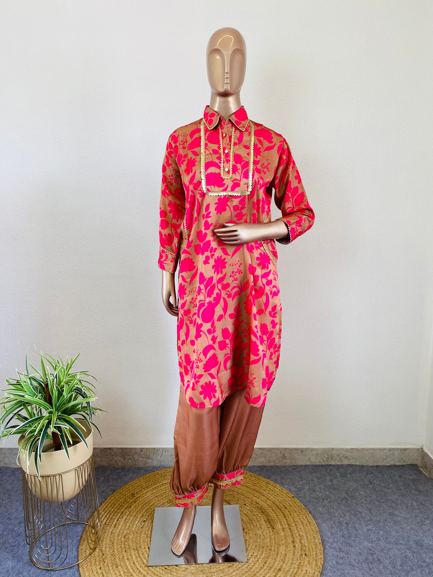 Satin Silk Kurta with Afghani Pants