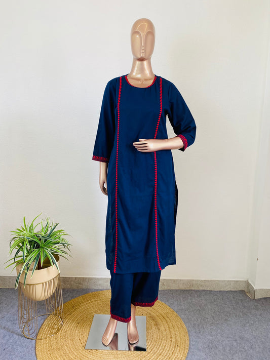 Cotton Flex Kurta Pant with Weave Details