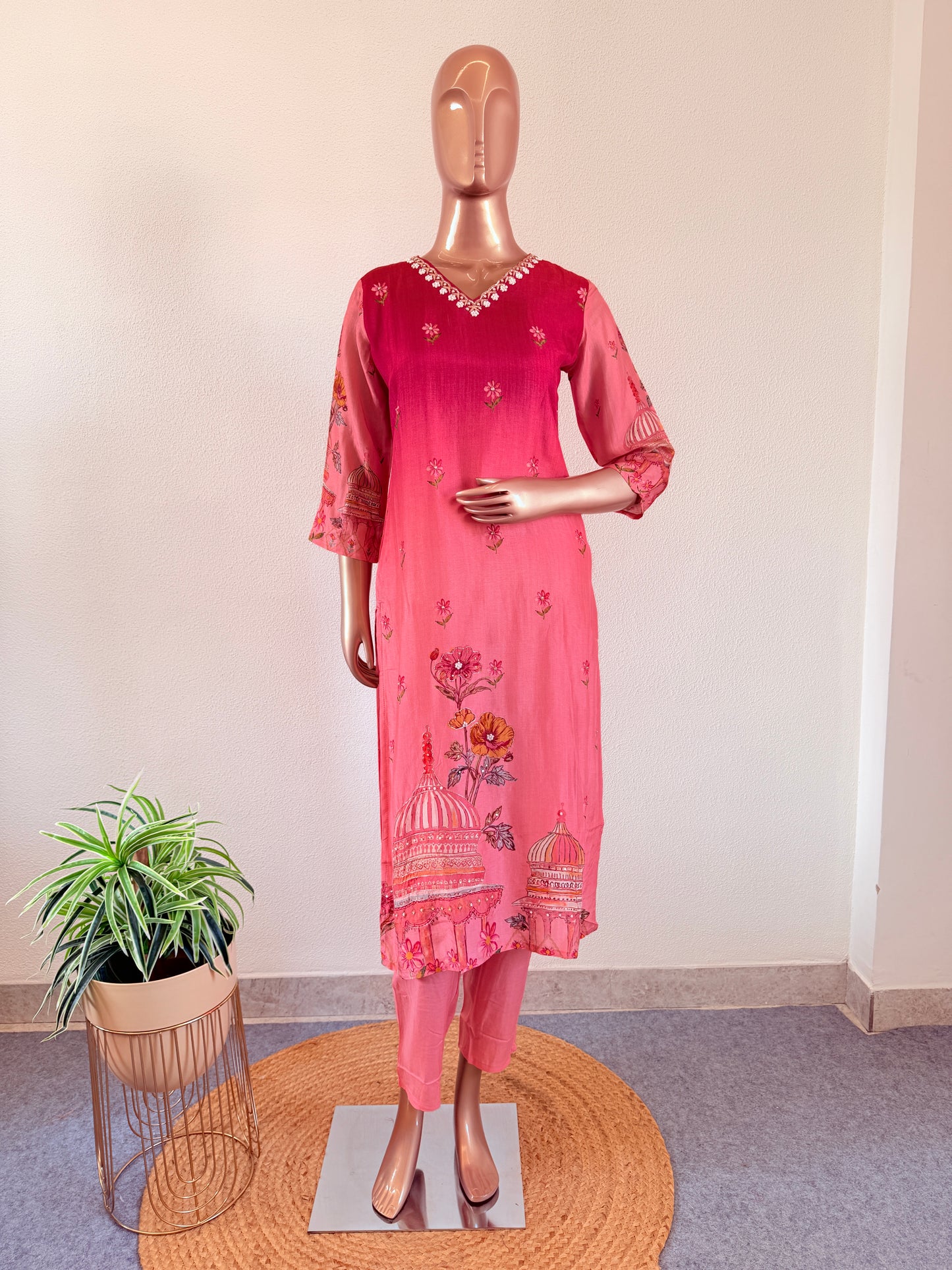 Pichwai Print Ombre Muslin Suit Set