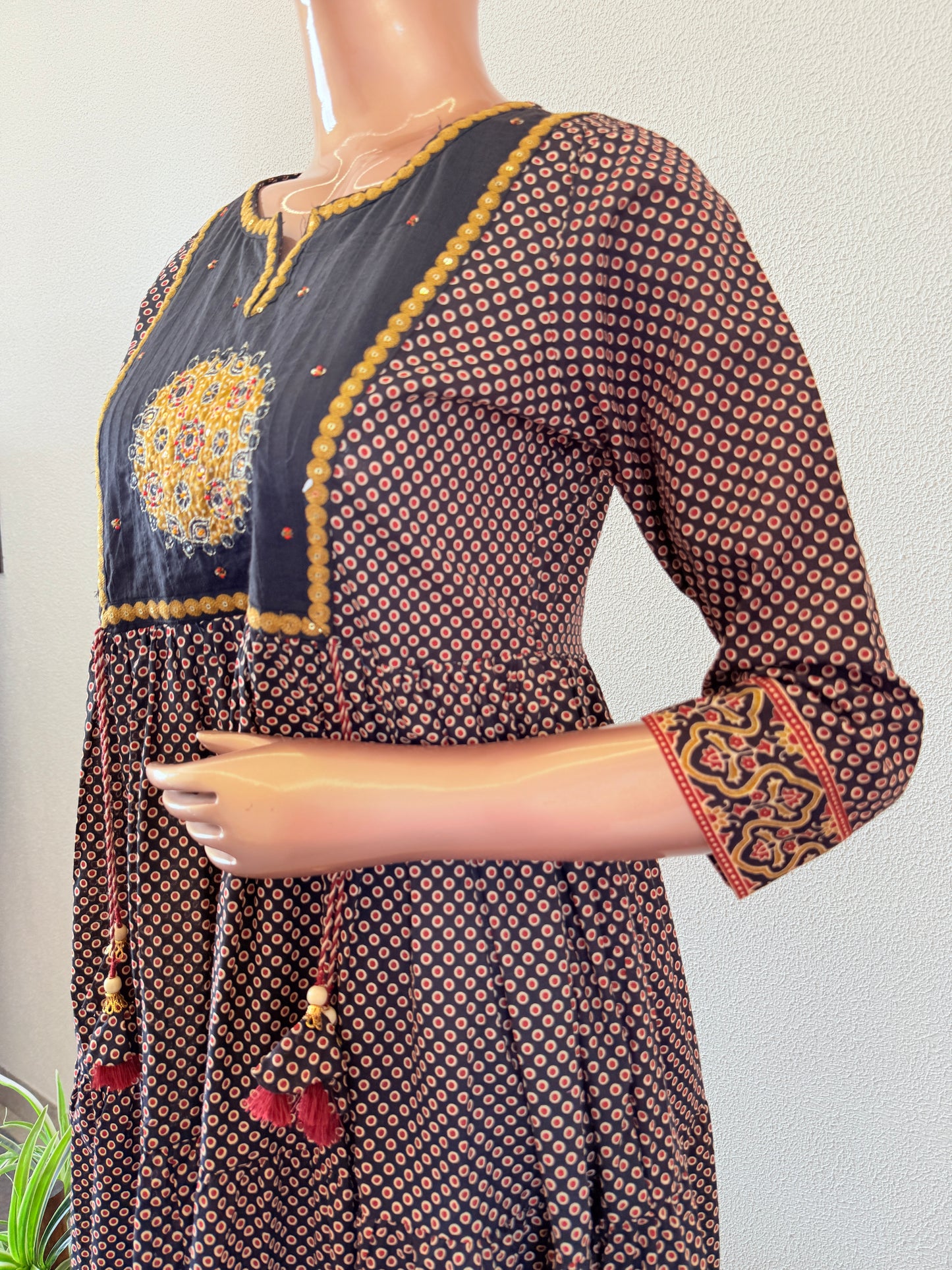 Tiered Pattern Cotton Printed Frock Suit