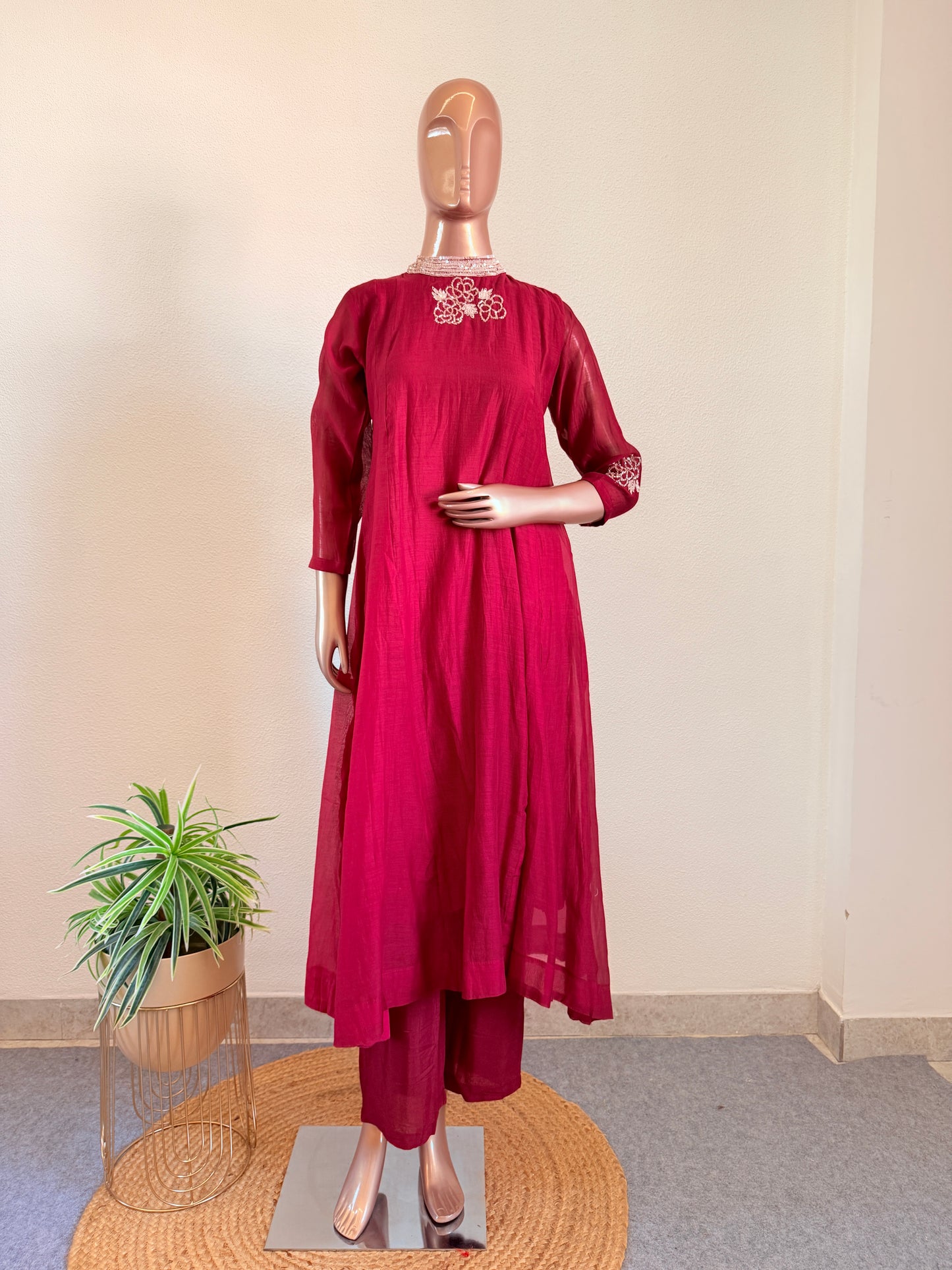 Sequins Work Mul Chanderi Anarkali Suit