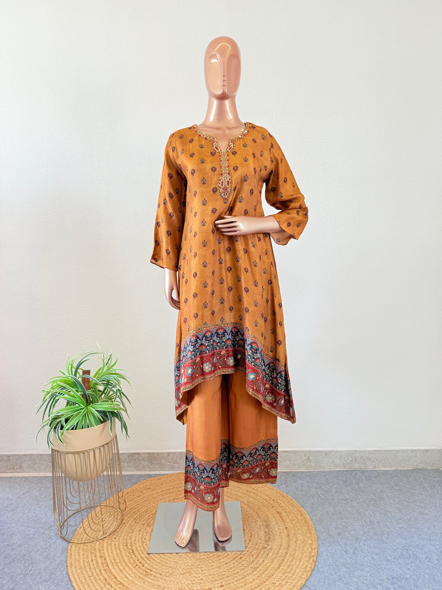 Digitally Printed Silk Kurta Palazzo Set