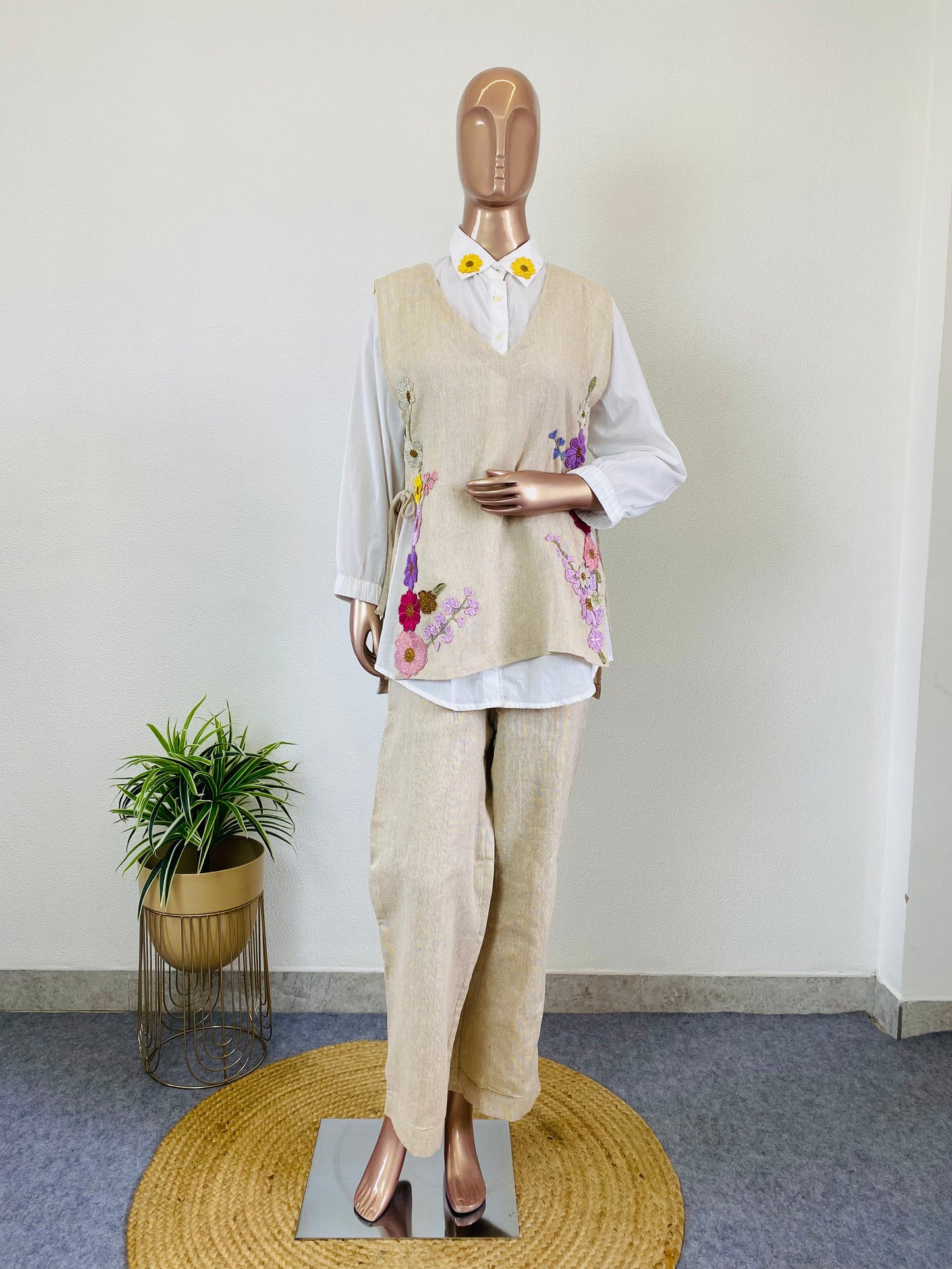 Jute Coord Set with Mul Shirt