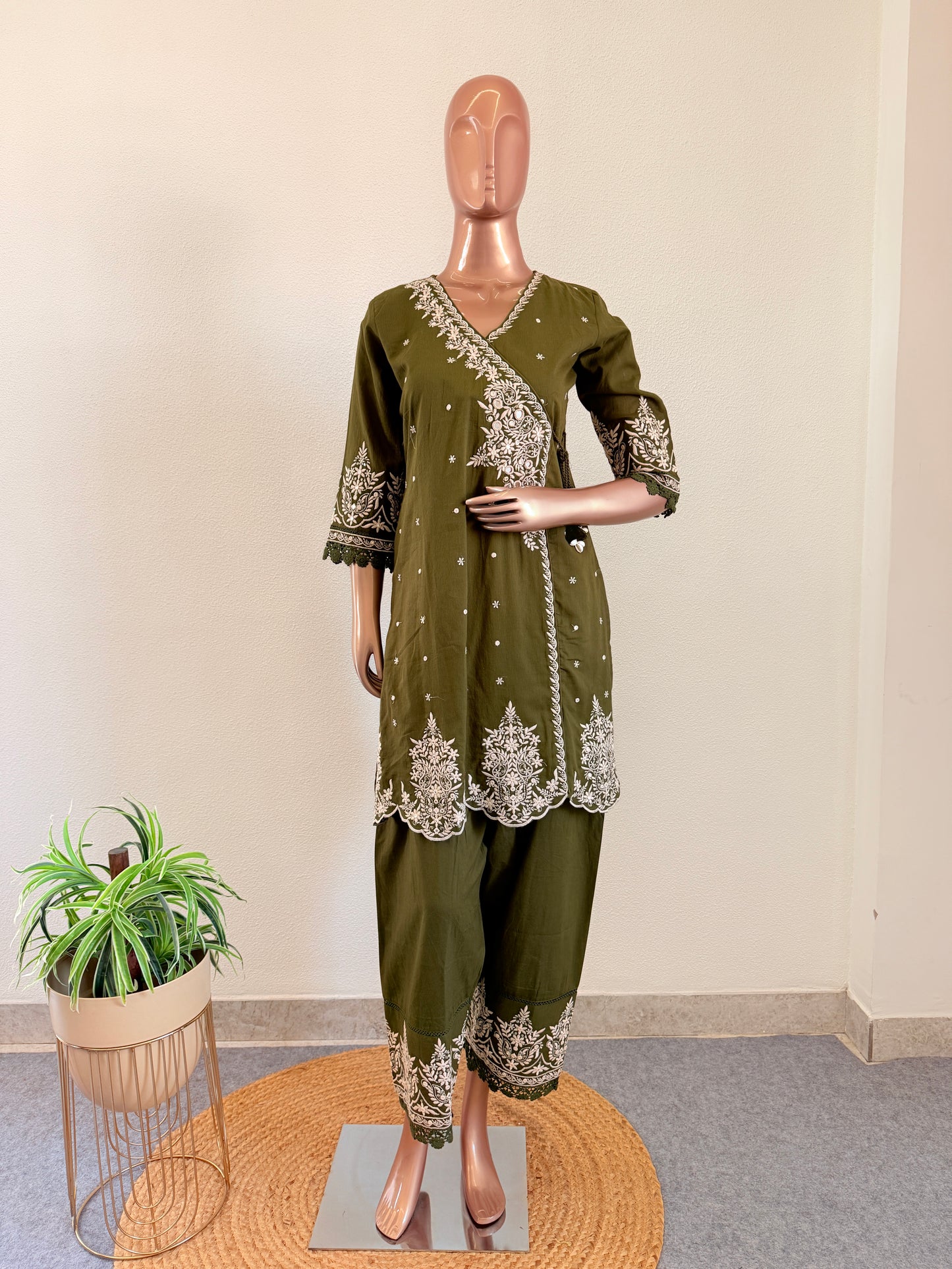 Short Angrakha Suit Set with Farsi Salwar