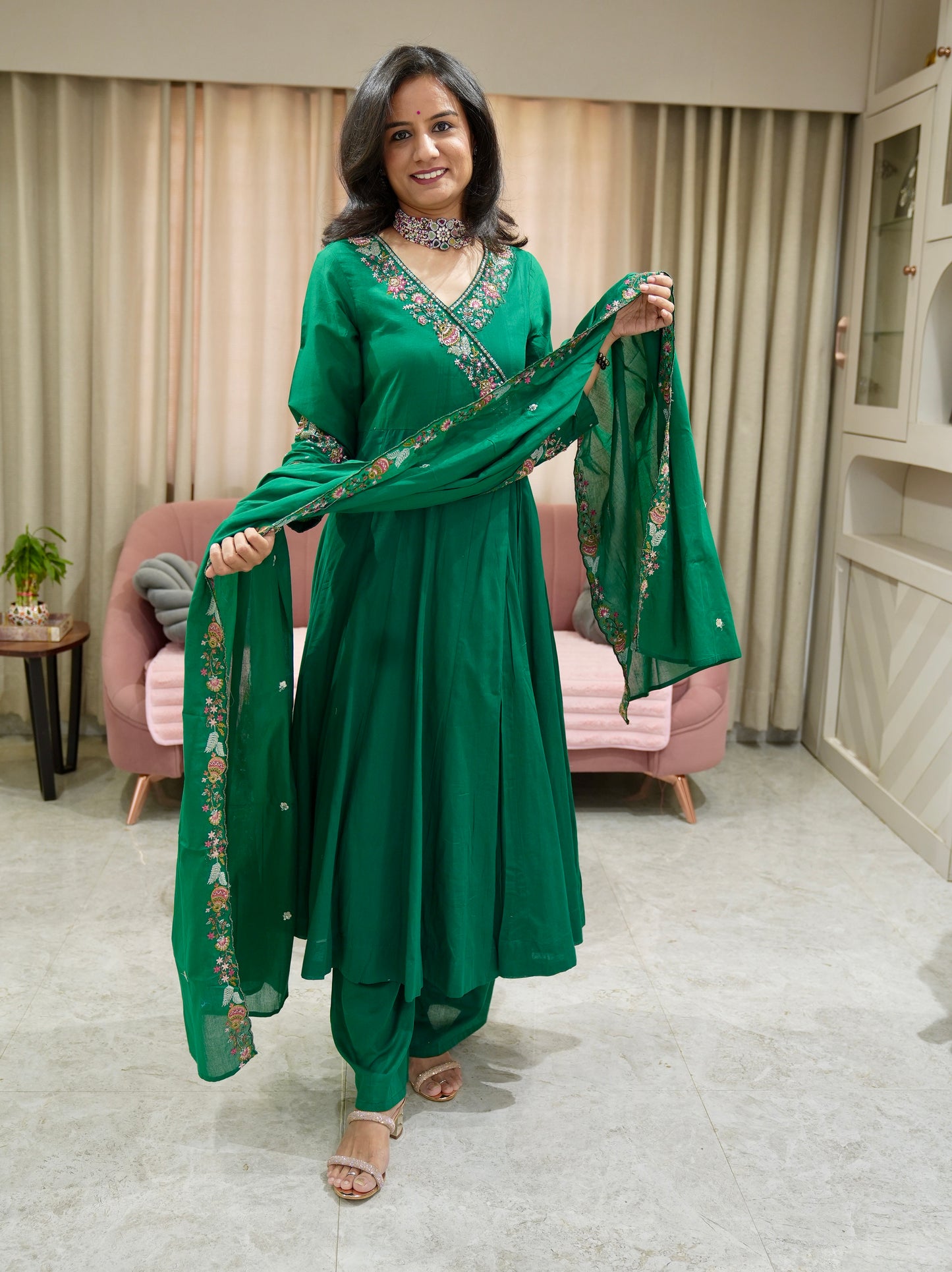 Premium Cotton Angrakha Anarkali with Hand Work