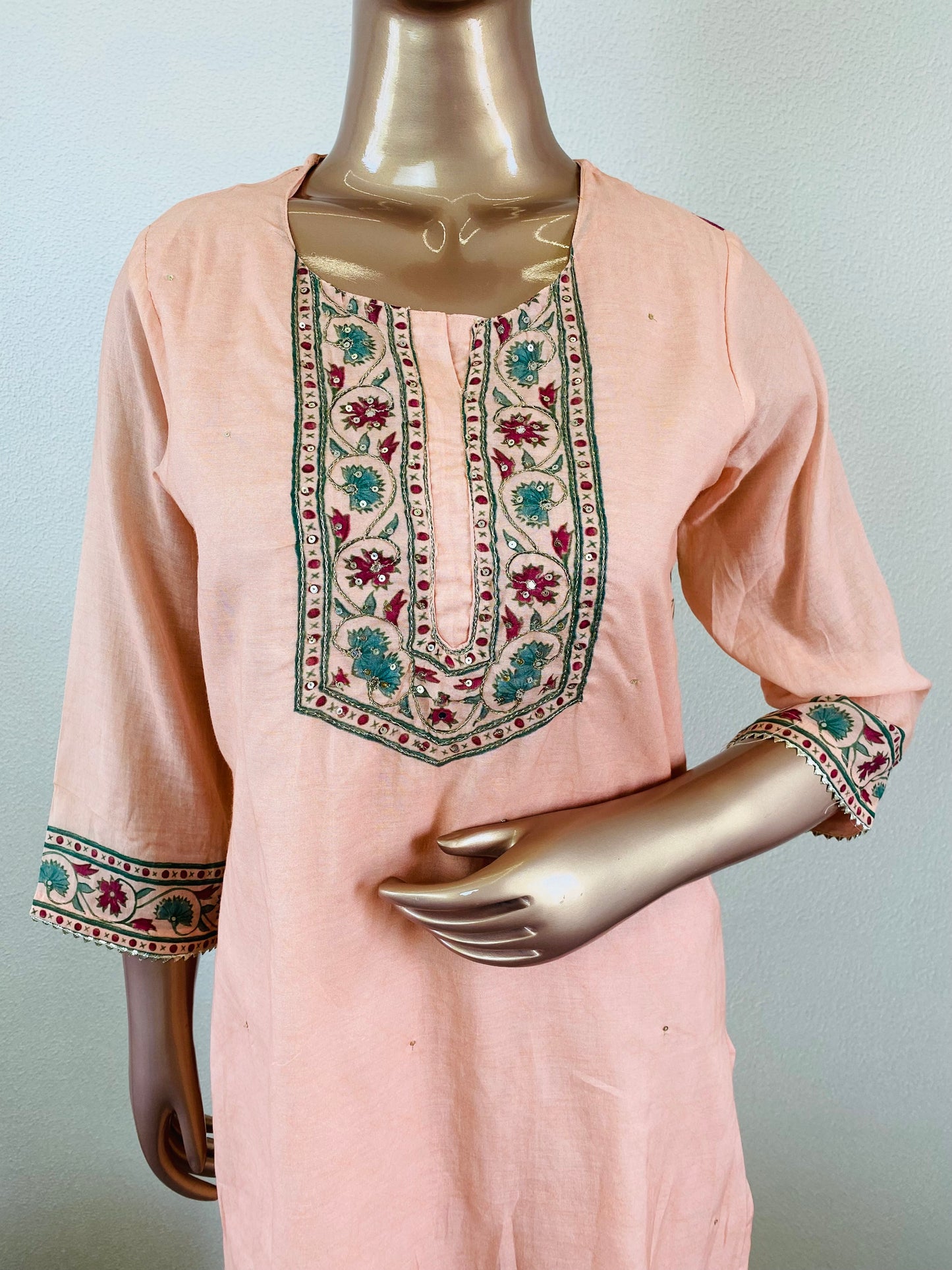 Cotton Suit With Block Print Bank and Dupatta