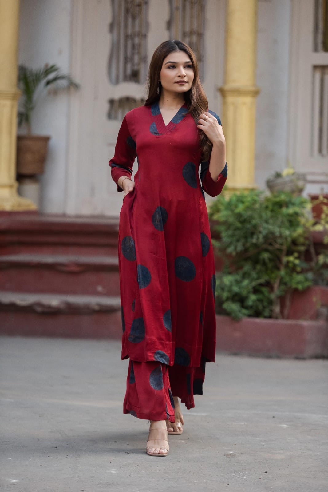 OG ajrakh Print Modal A-Line Kurta Palazzo Set
