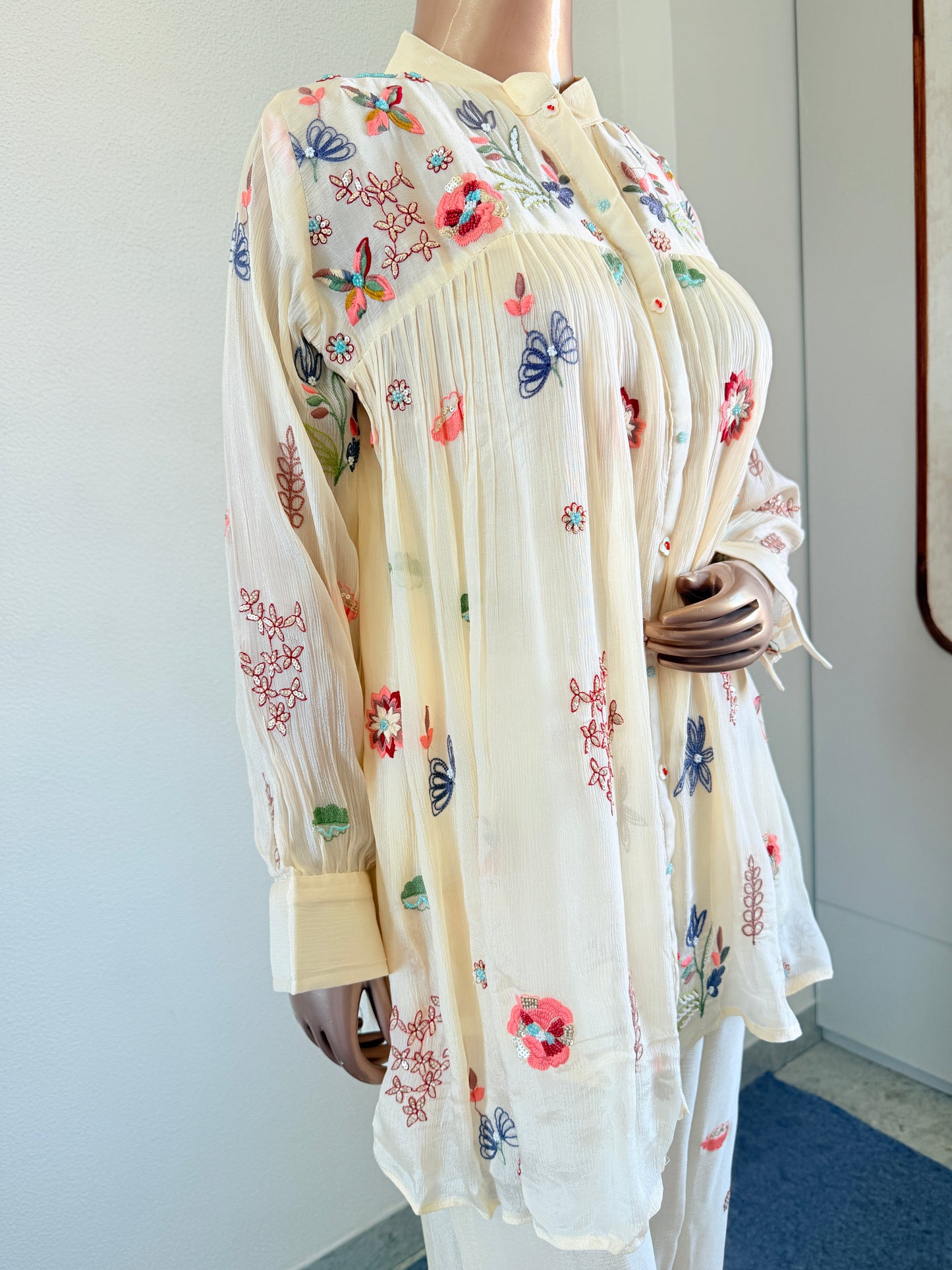 Embroidered Chinon Coord Set