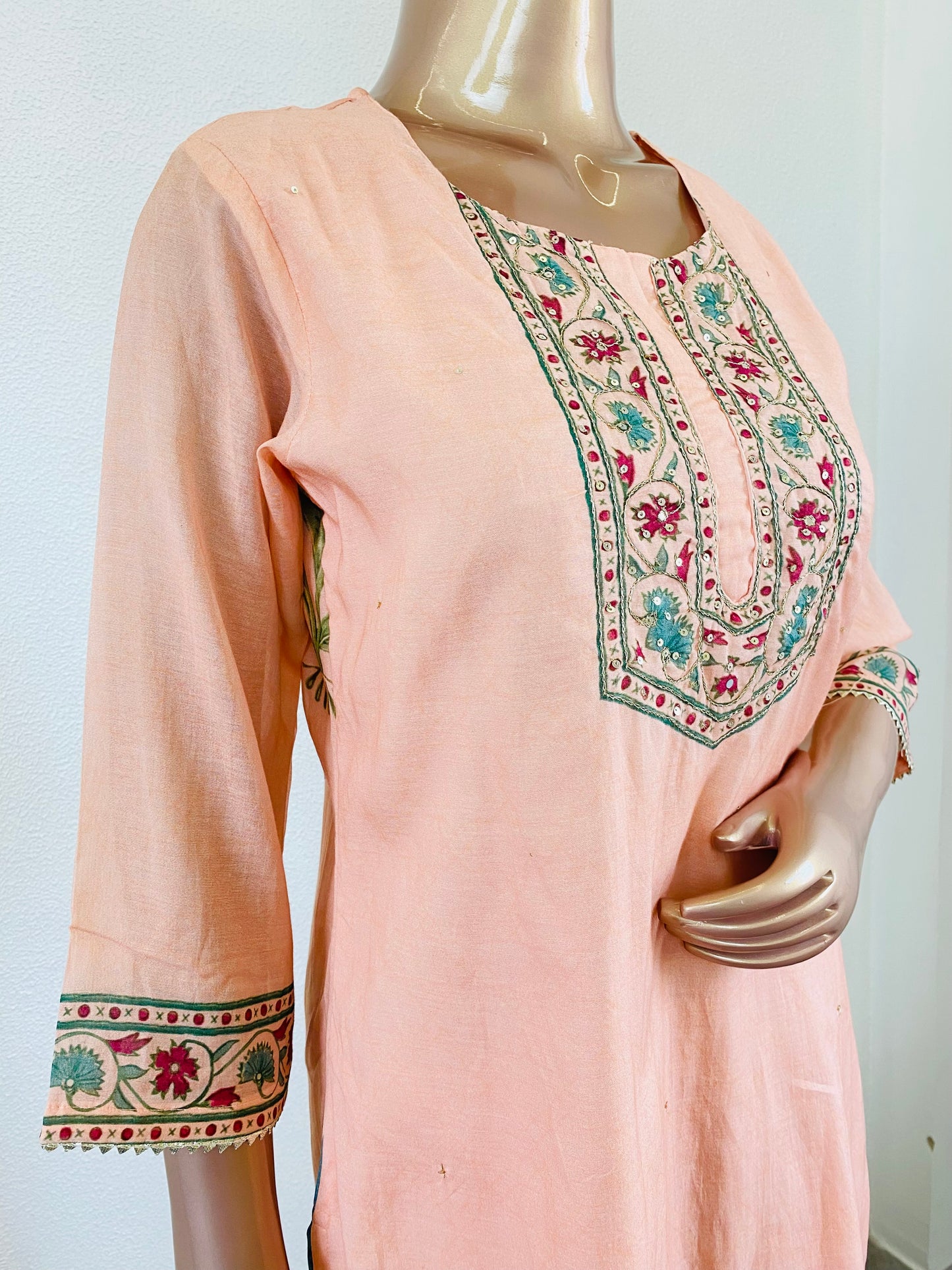 Cotton Suit With Block Print Bank and Dupatta