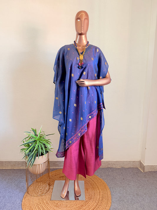 Silk Top and Bottom with Woven Chanderi Kaftan