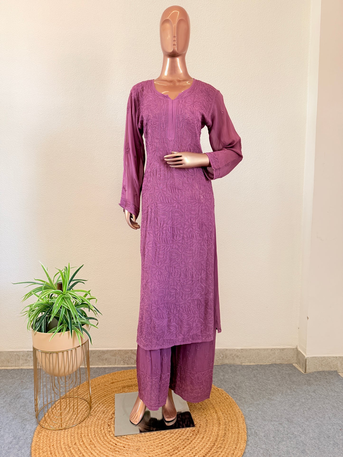 Viscose Georgette Hand Chikankari Suit Set
