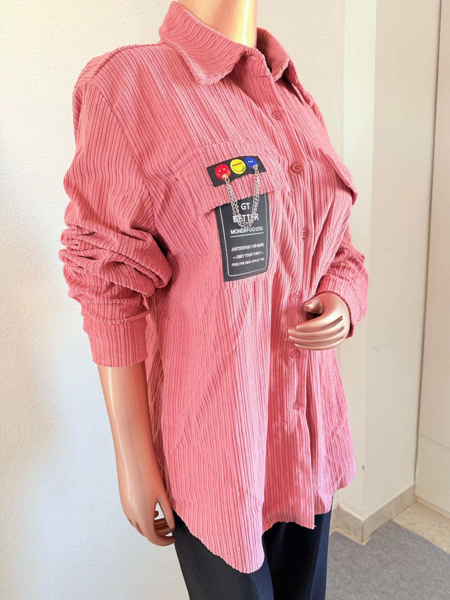 Corduroy Shirt- Pink