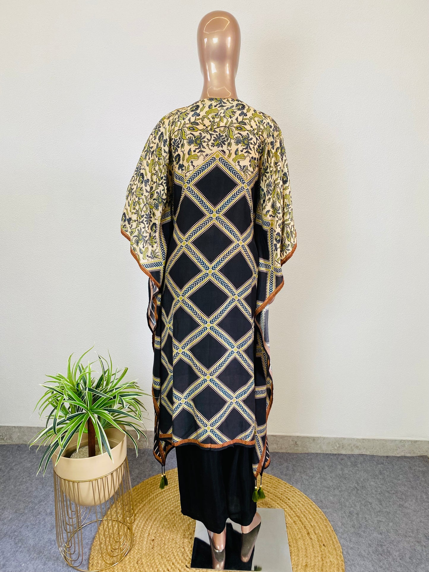 Pure Muslin Kaftan with Traditional Print