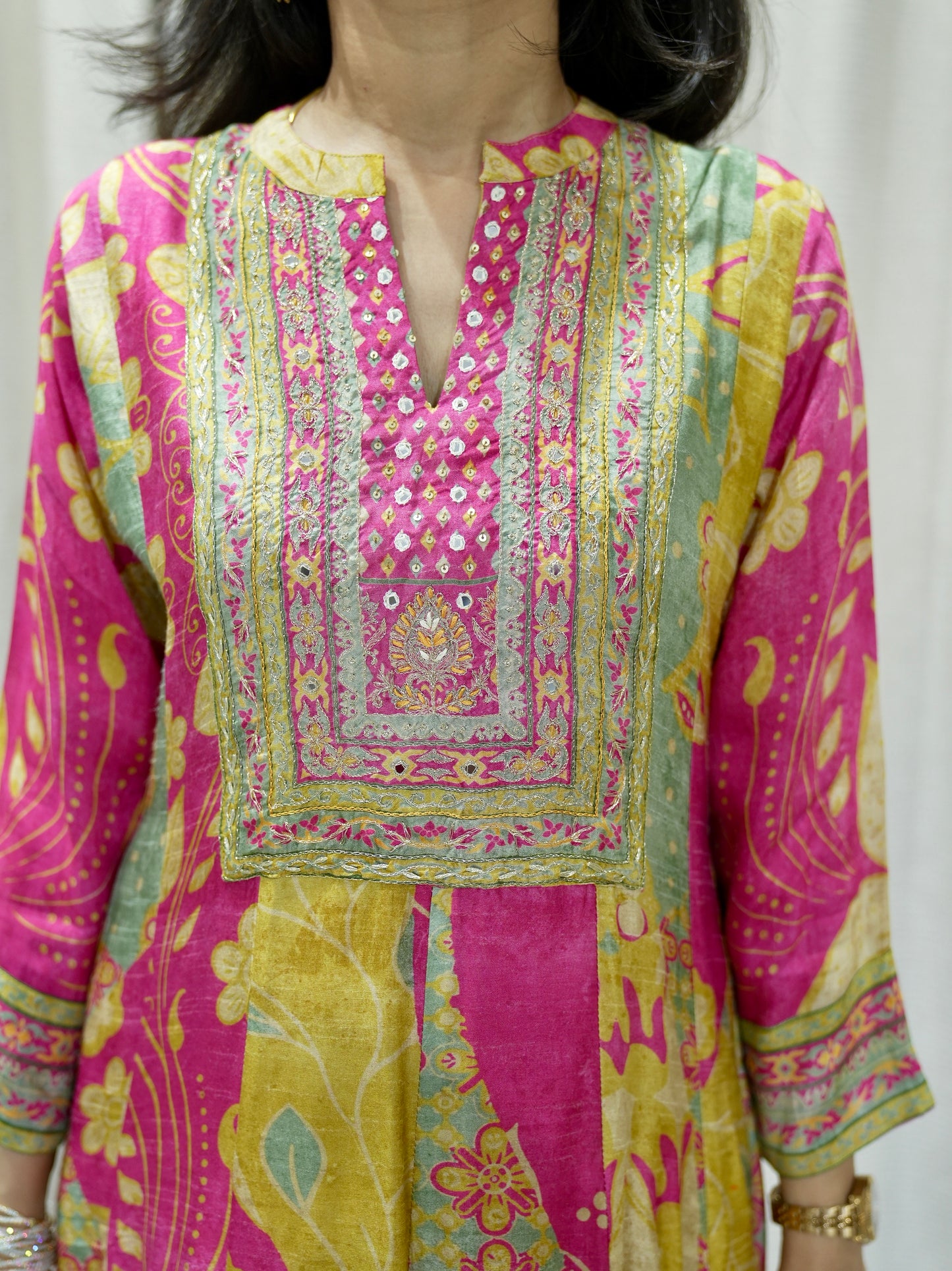 Premium Designer Digital Print Dola Silk Anarkali Set
