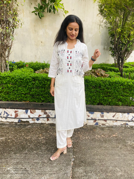 Embroidered Jacket kurta pant set