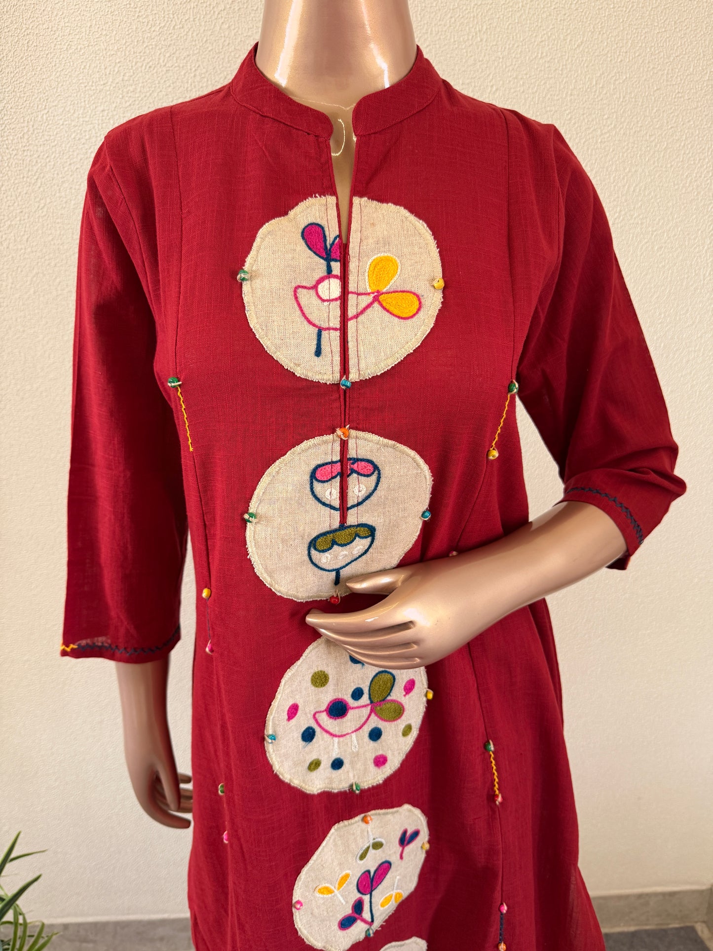 Cotton Flex Kurta Pant with Jute Patch Work