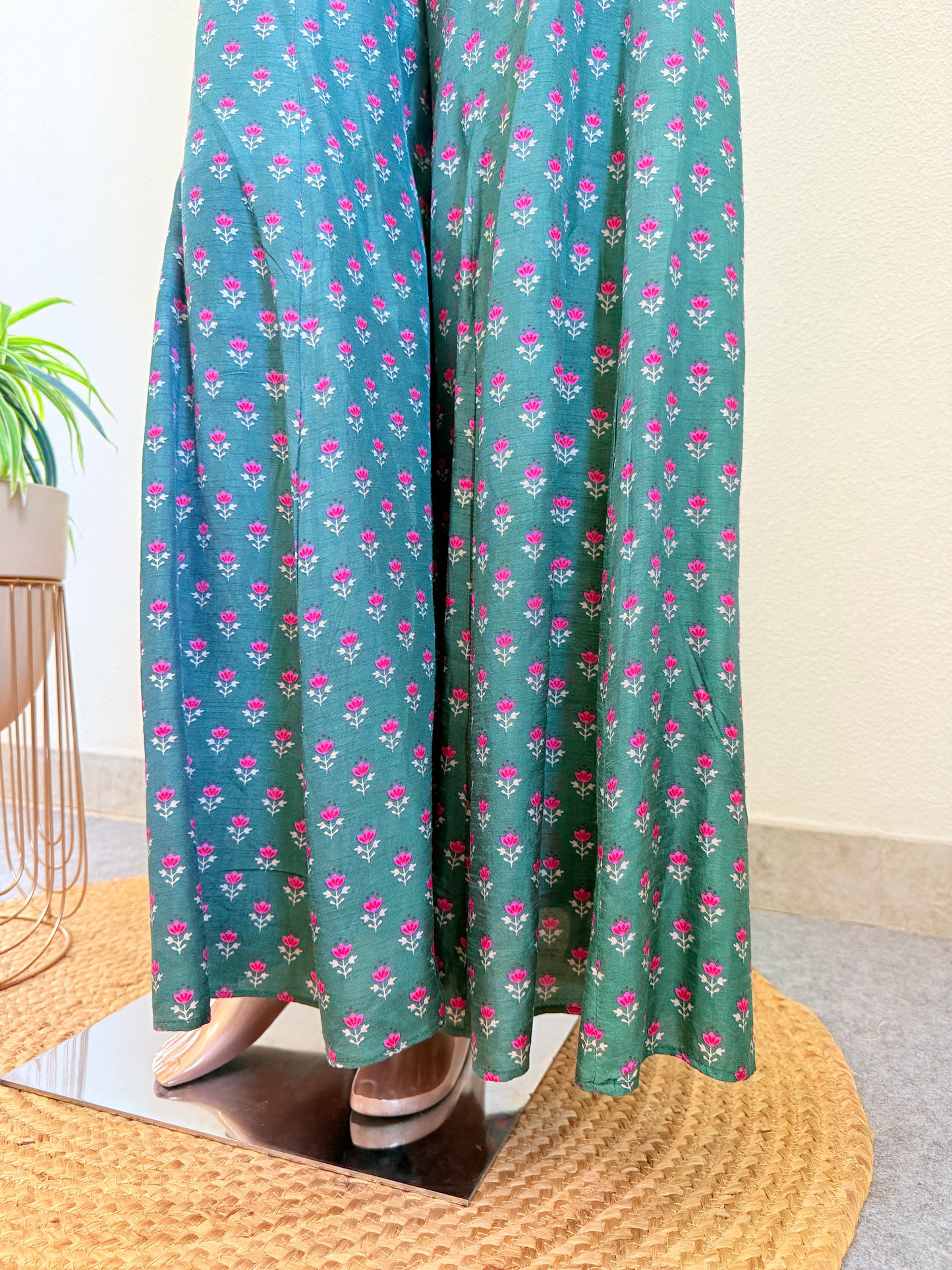 Silk Palalzzo and Top with Hand work