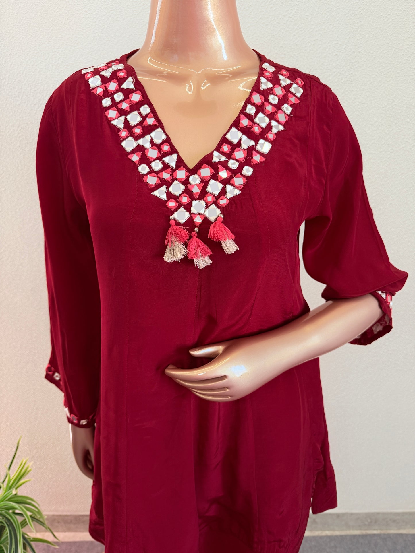 Crepe Short Anarkali Suit Set with printed Chiffon Dupatta