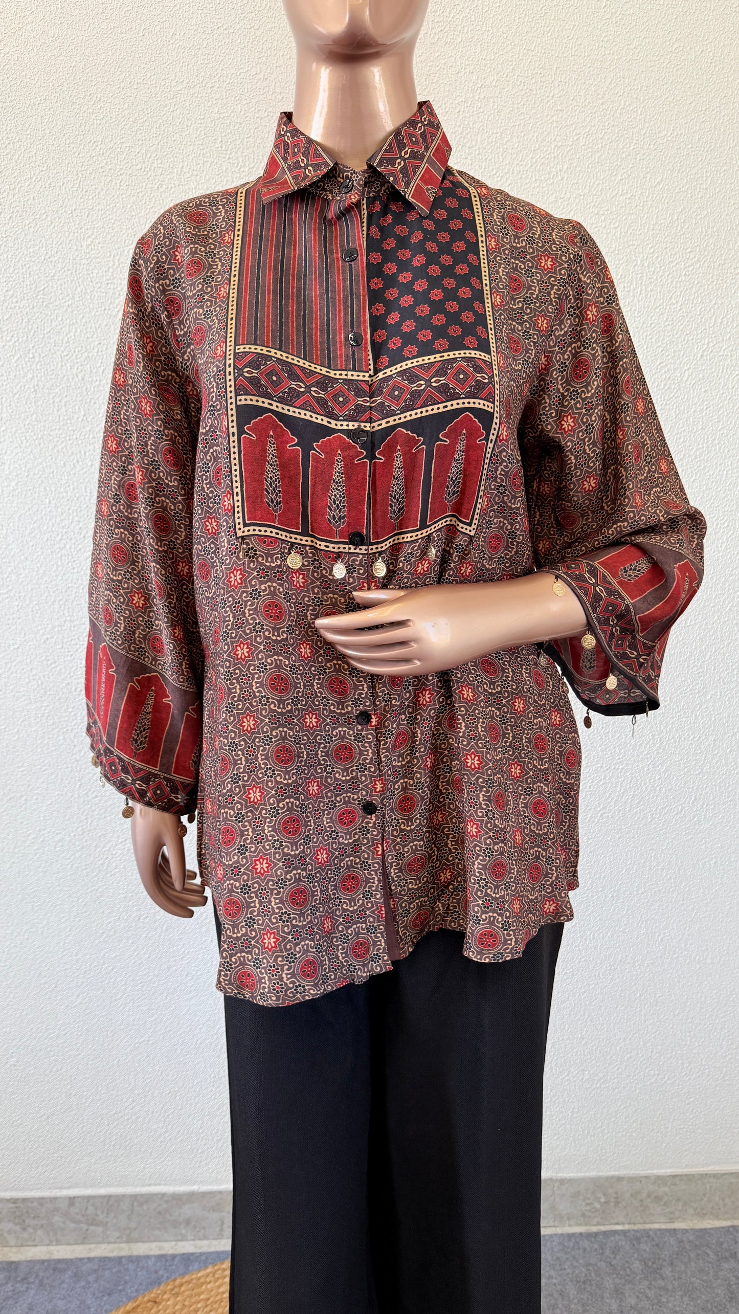 Ajrakh Print Muslin Oversized Shirt