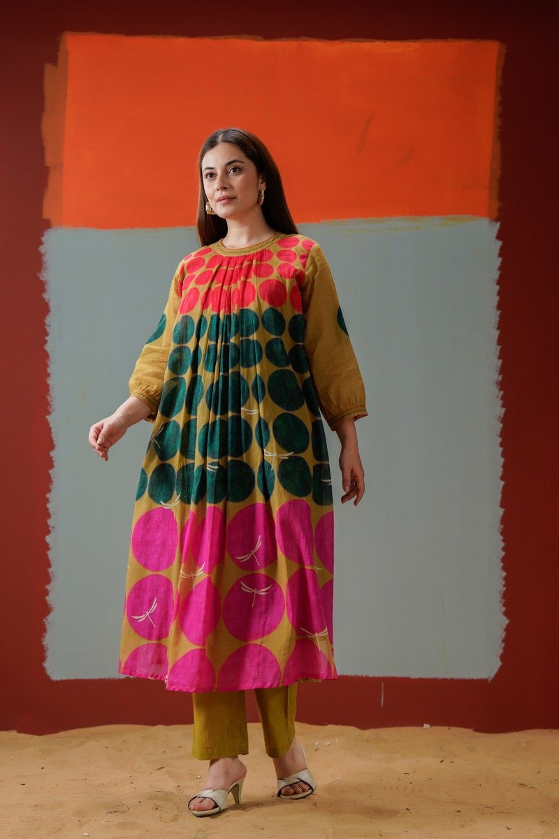 Polka Dot Mul Cotton Kurta Pant