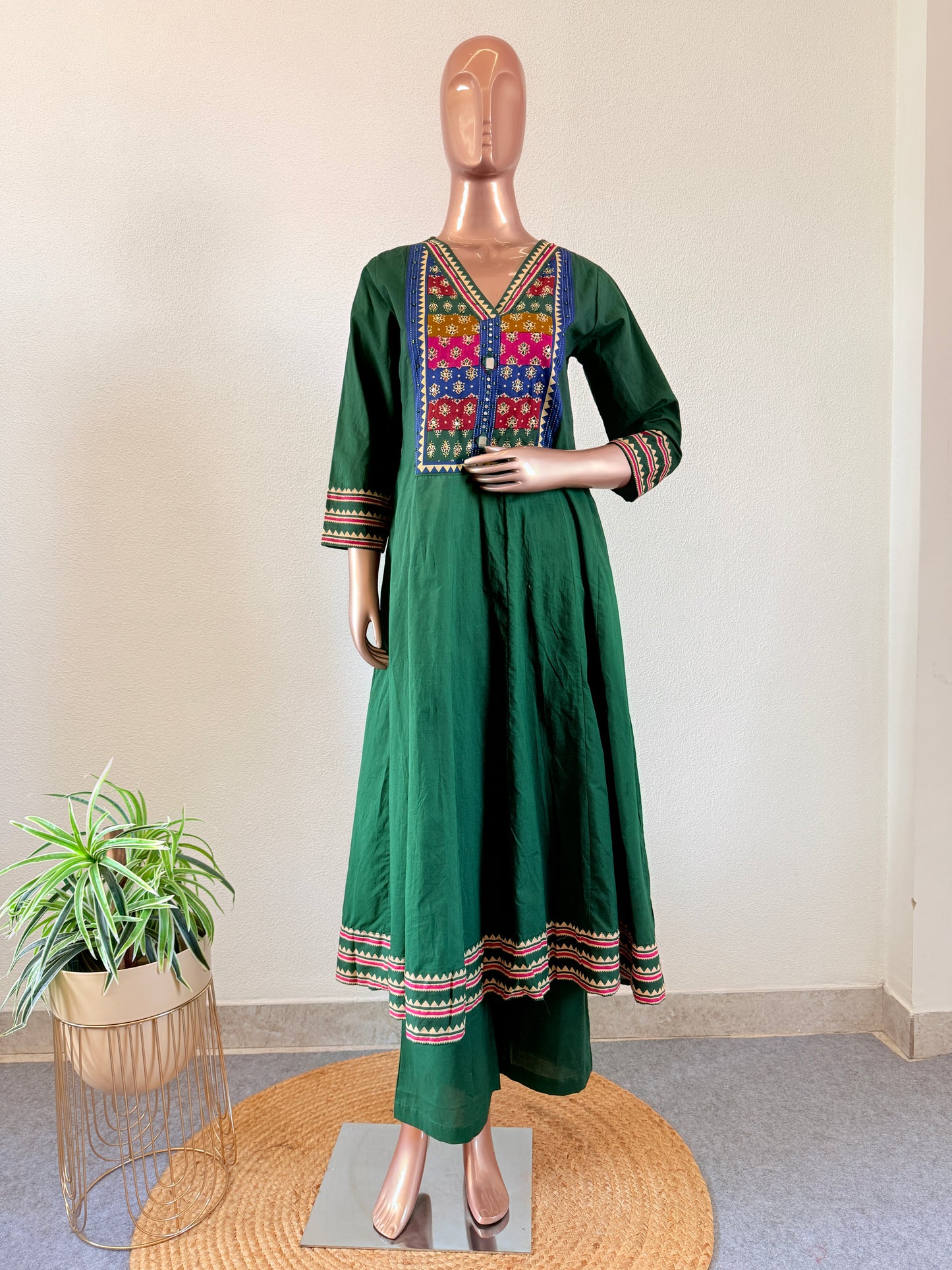 Cotton Frock Suit with Printed Mul Dupatta