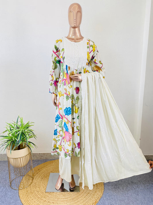 Kalamkari Print Mul Cotton Frock Suit
