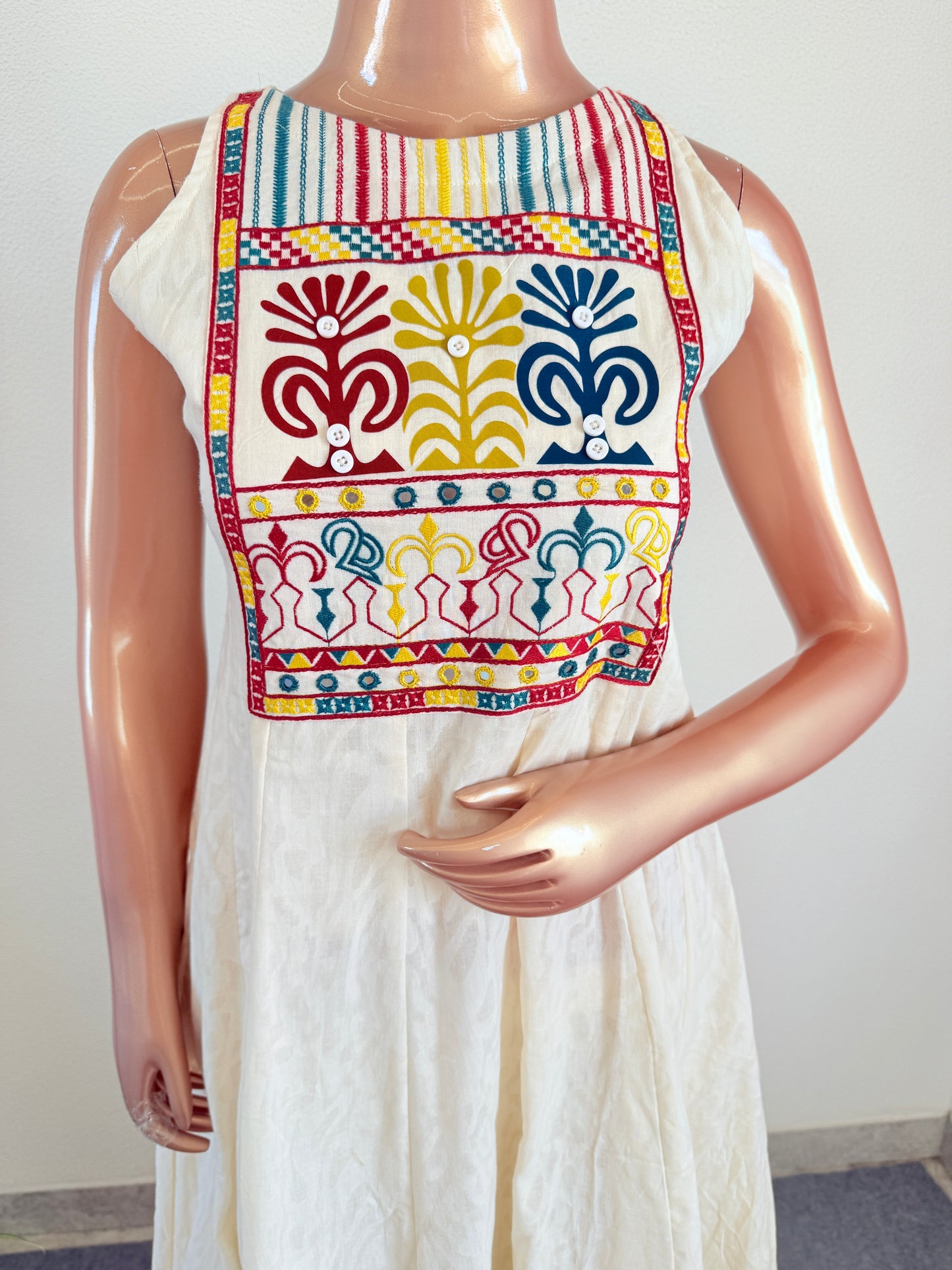 Ivory Mirror Work Anarkali Suit Set