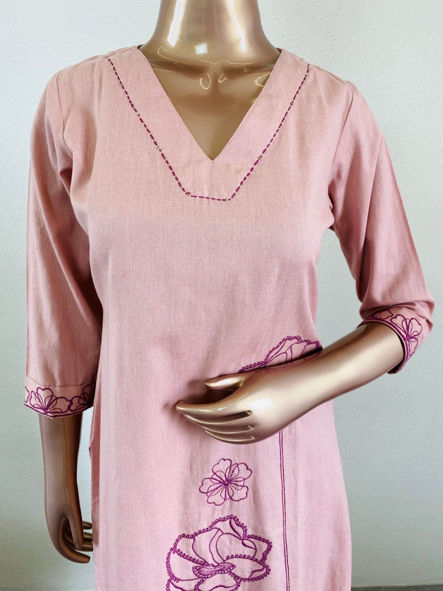 Embroidered Cotton Flex Kurta Pant Set