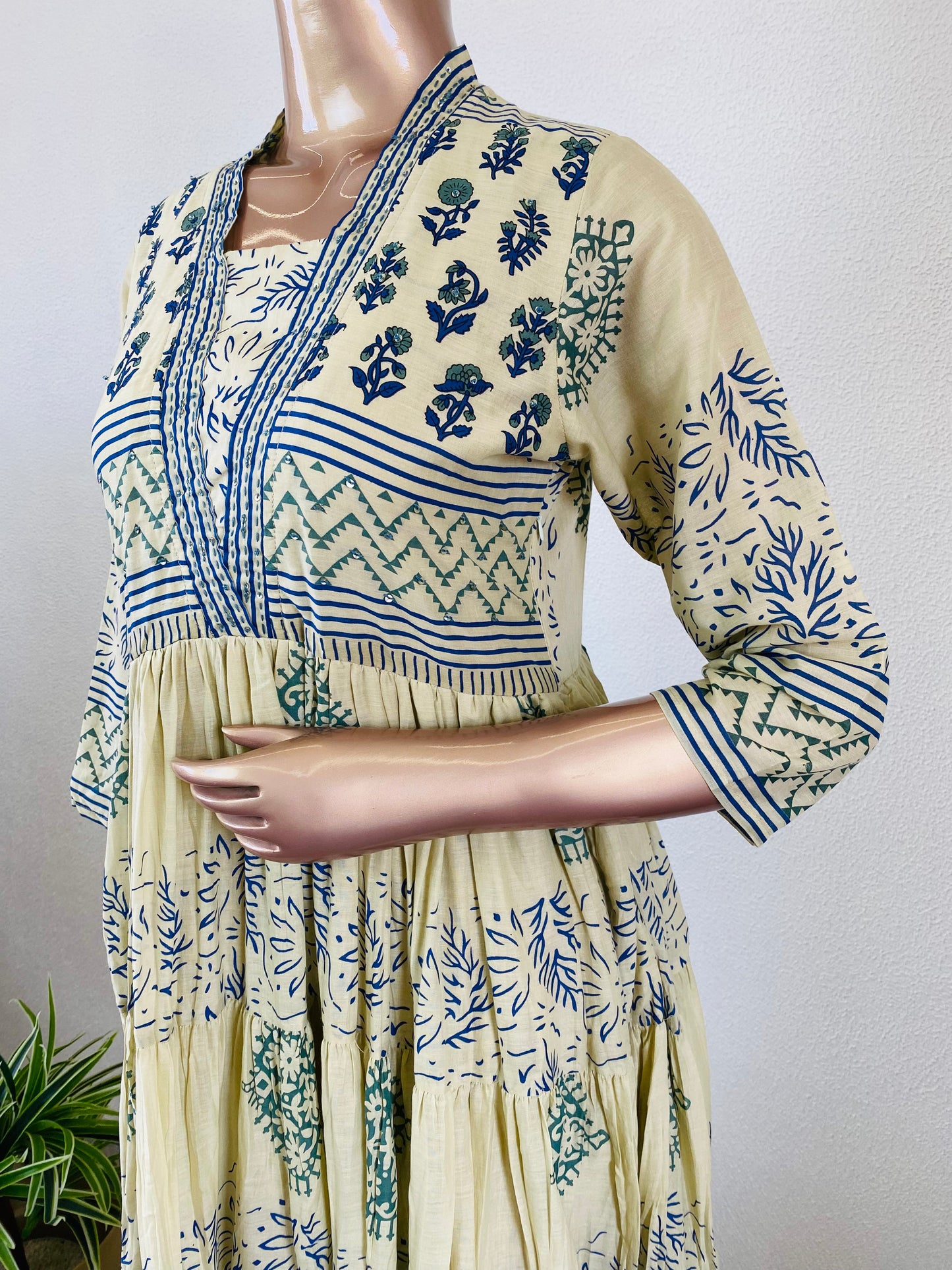 Hand Block Print Mul Cotton Tiered Tunic