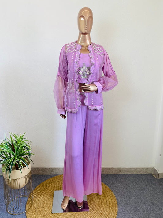 Premium Chinon Indowestern with Heavy Handwork