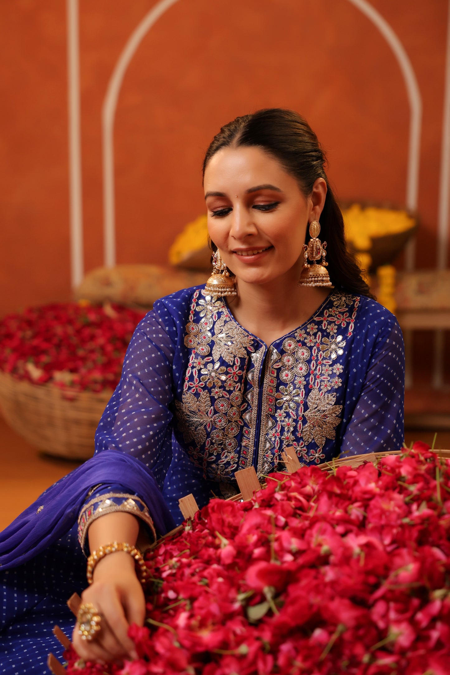 Bandhani Print Peplum Top Suit Set