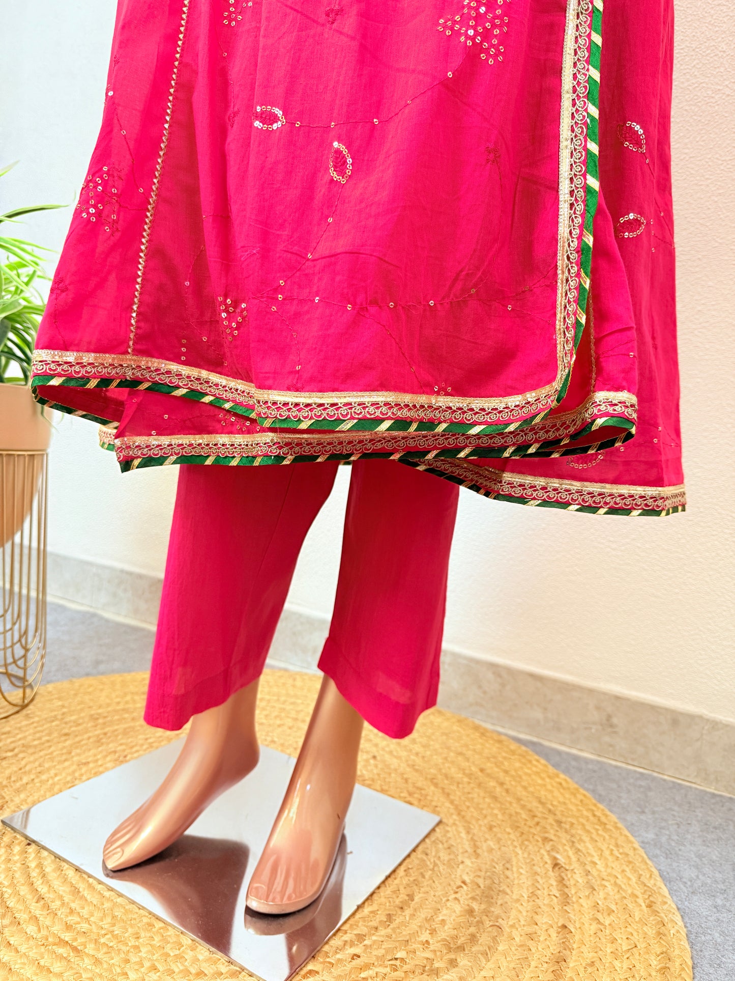 Sequin Work Cotton Angrakha Suit Set