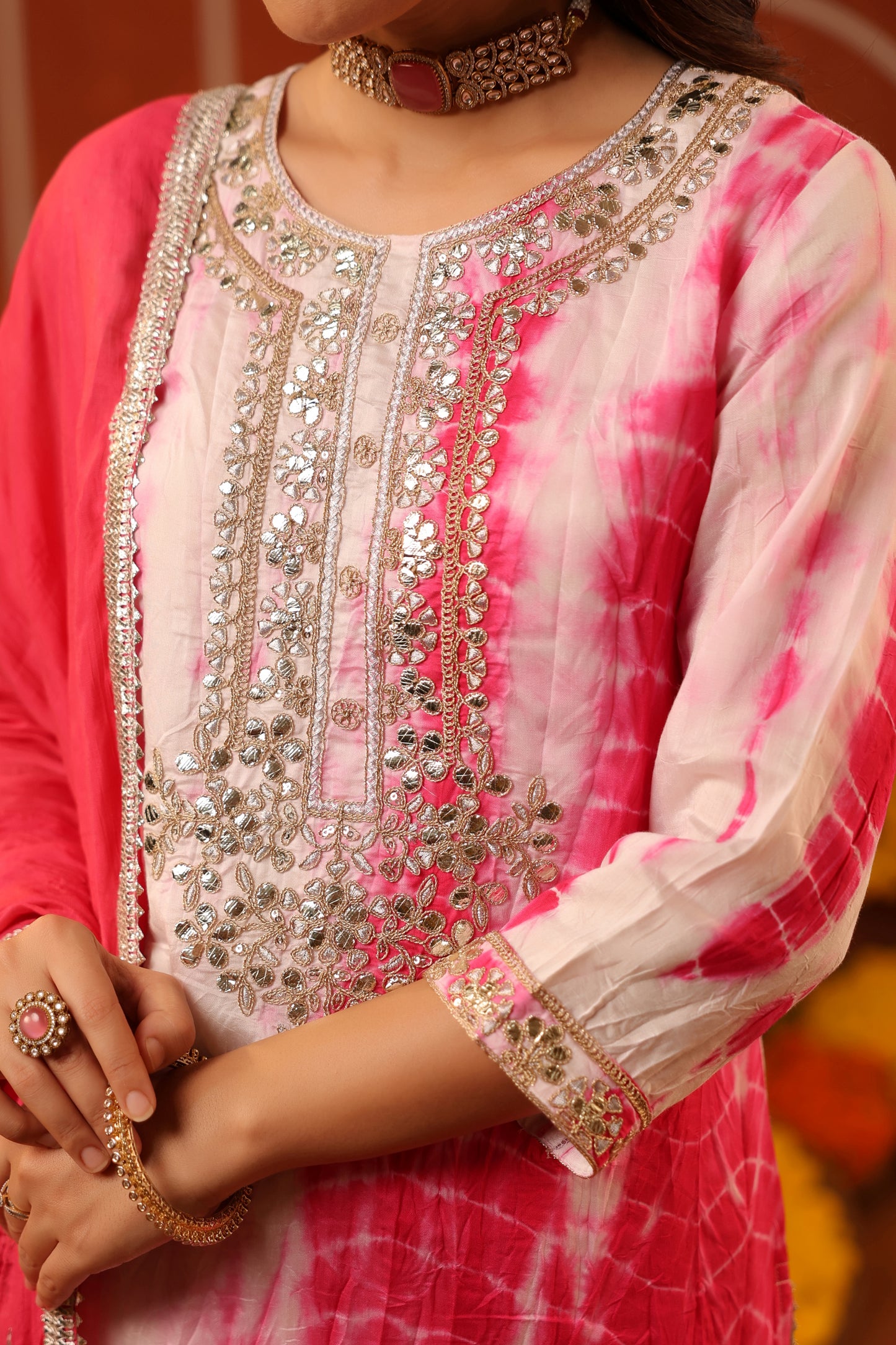 Shibori Dyed Short kurta and Sharara Set