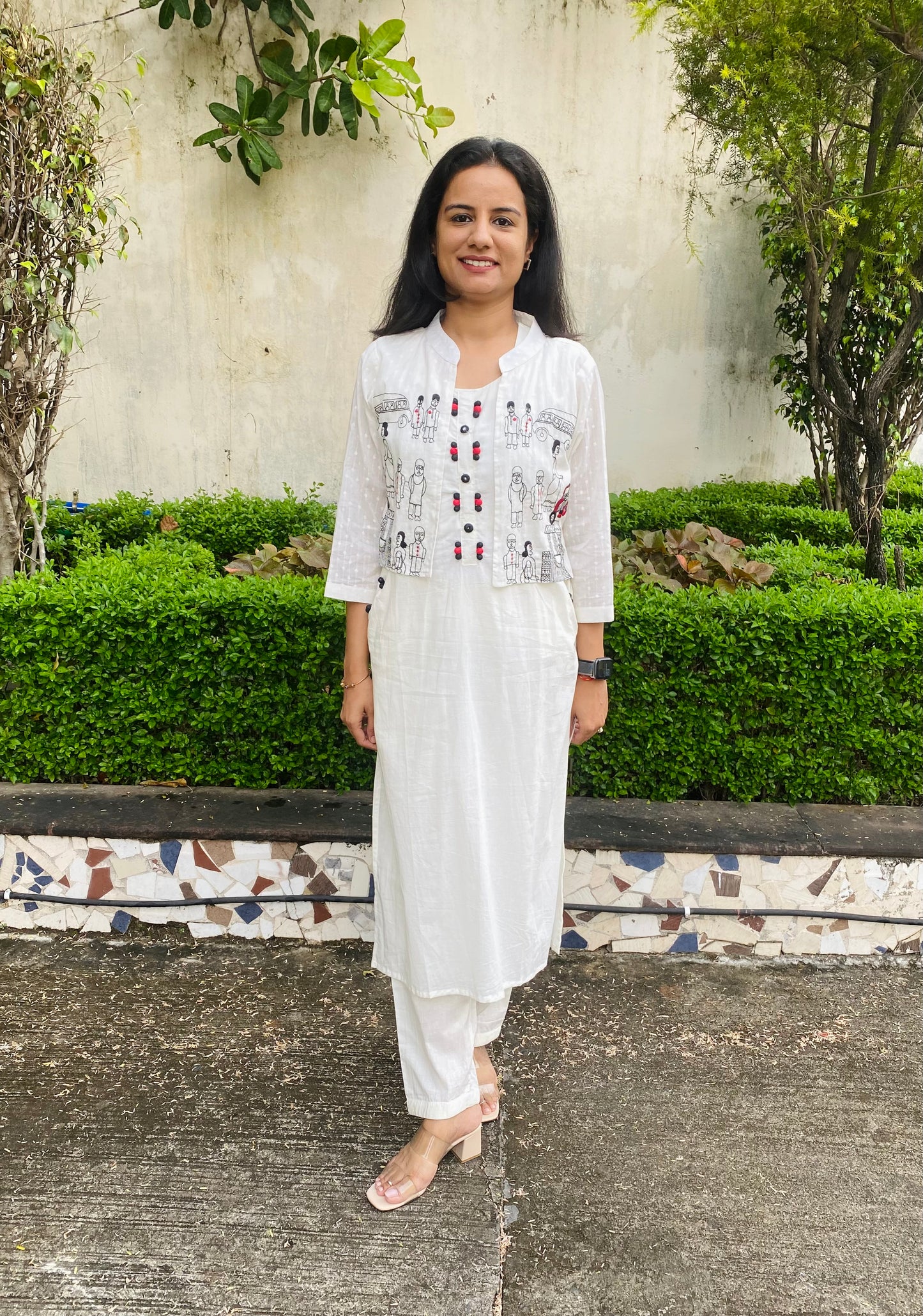 Embroidered Jacket kurta pant set