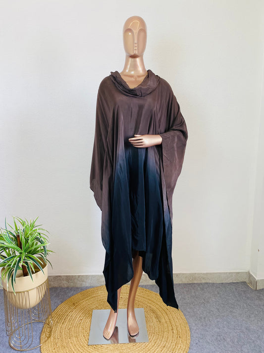 Pure Crepe Ombre Kaftan with Cowl Neck
