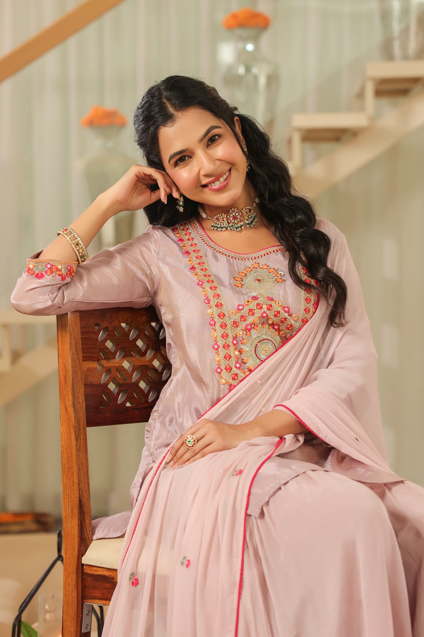 Tissue Top and Sharara Suit Set