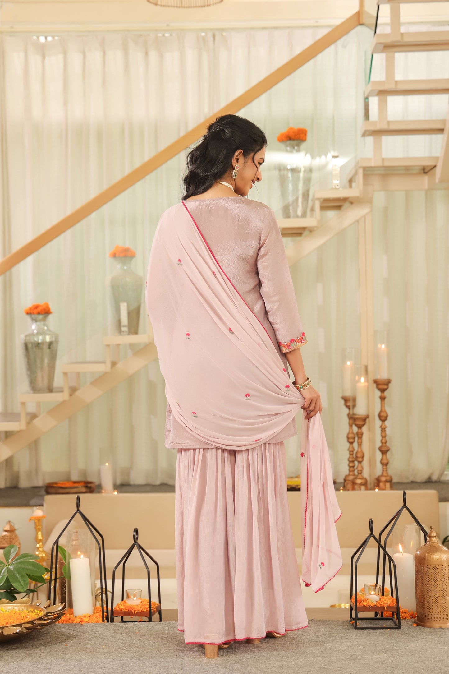 Tissue Top and Sharara Suit Set