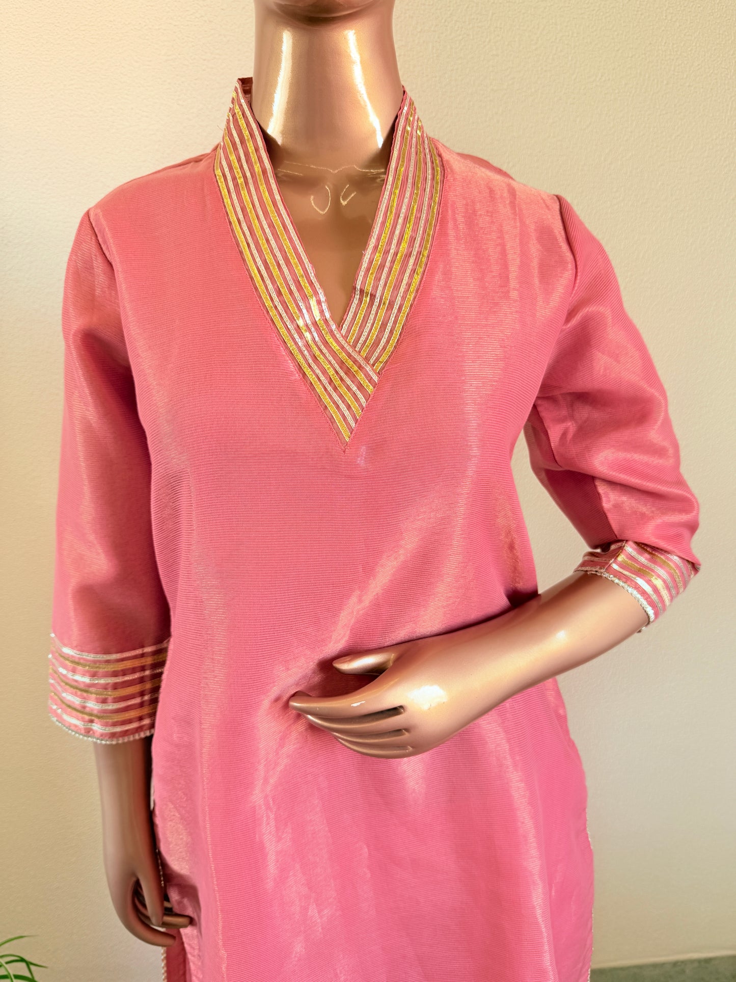 Tissue Suit with Mul Cotton Sharara & Organza Dupatta