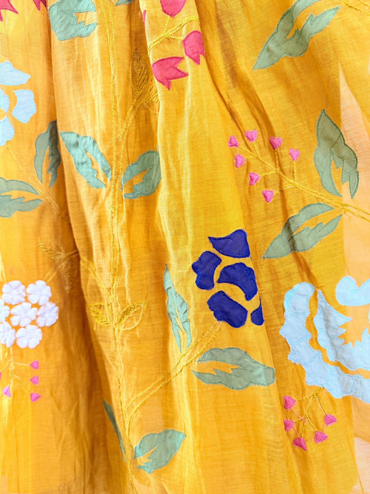 Mul Chanderi Suit Set with Appliqué Work