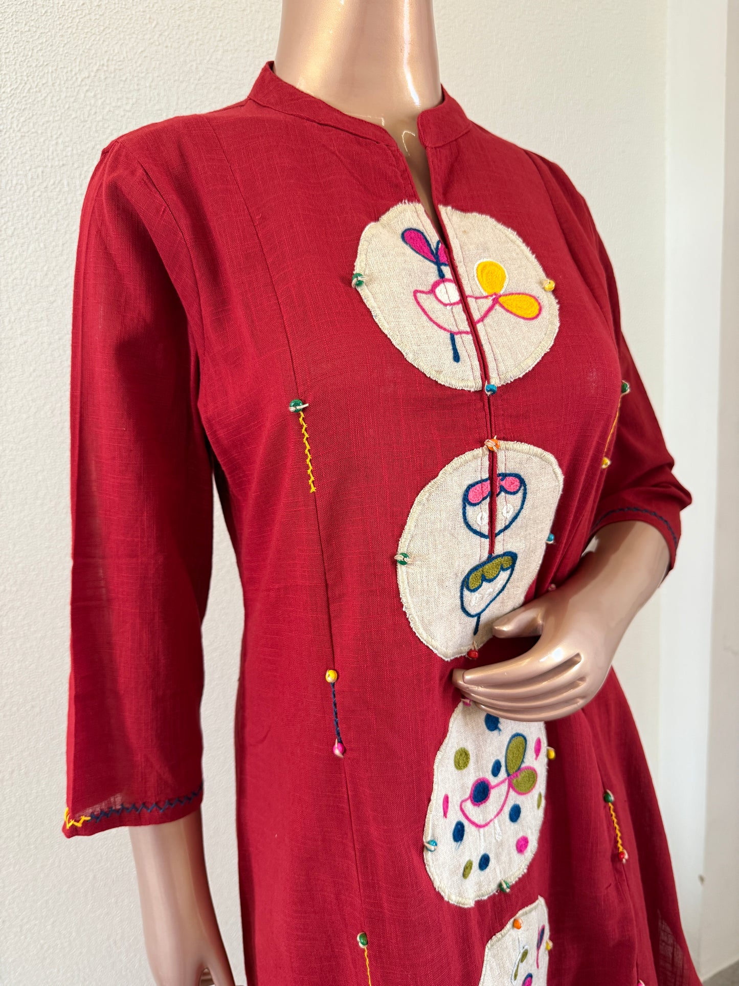 Cotton Flex Kurta Pant with Jute Patch Work