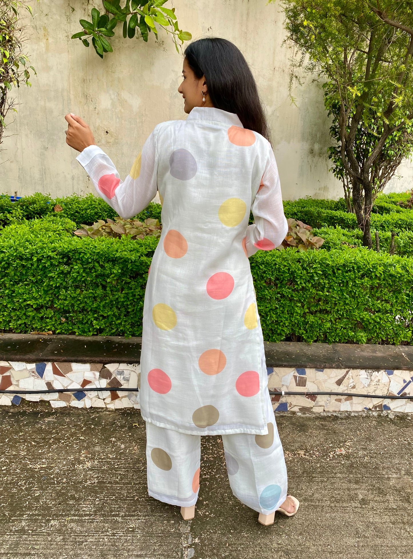 Linen Polka dot Kurta Pant