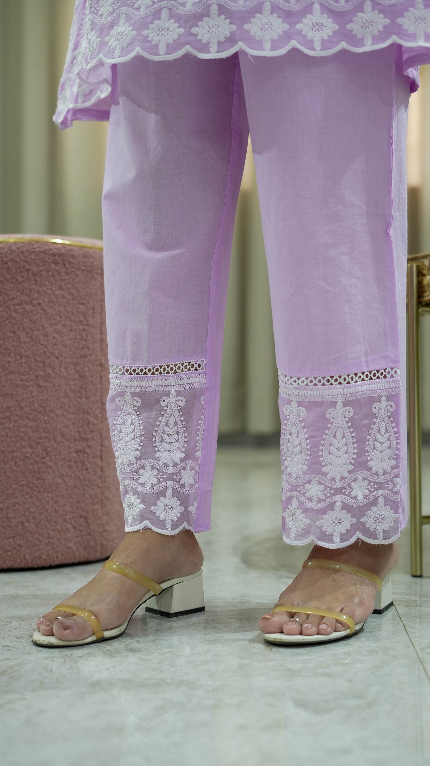 Mul Cotton Coord Set with Chikankari Work