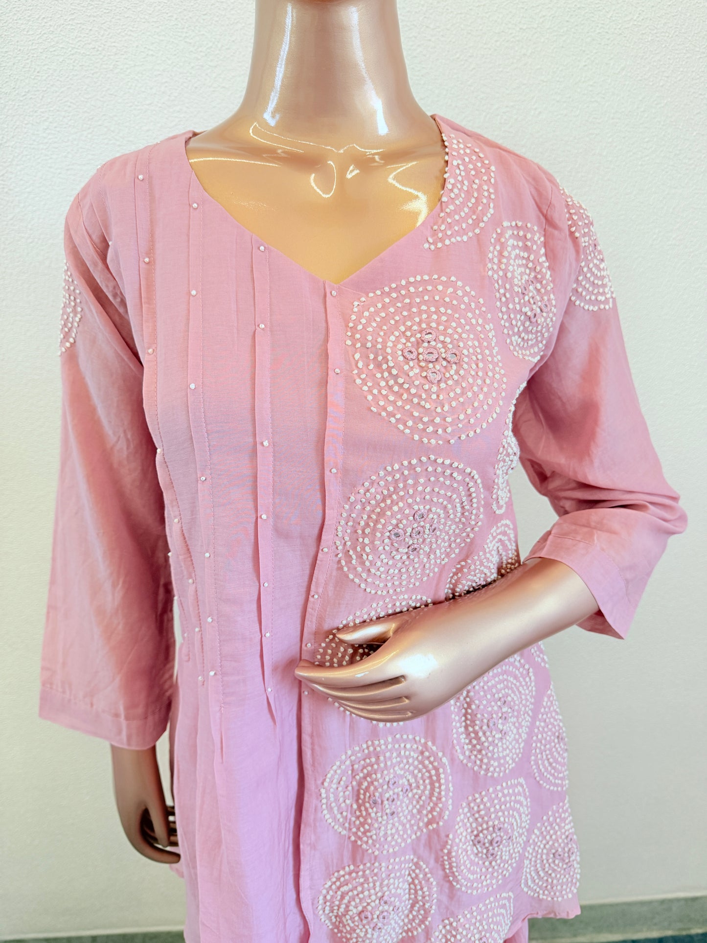 Mul Chanderi Indowestern with Embroidery- Pink